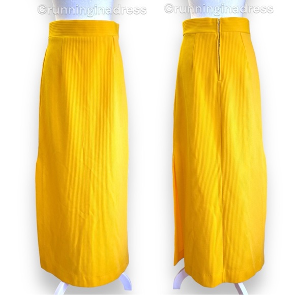 Vintage 70’s Yellow High Waisted Double Side Slit Maxi Skirt See Measurement - Picture 3 of 16